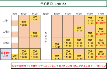 8（木）.9（金）ご予約状況